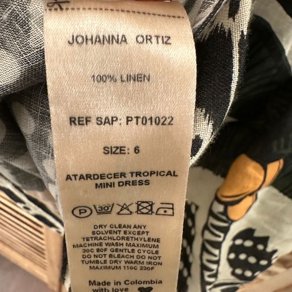 Johanna Ortiz Tropical Linen Mini Dress in green white size 6 - Picture 10 of 11